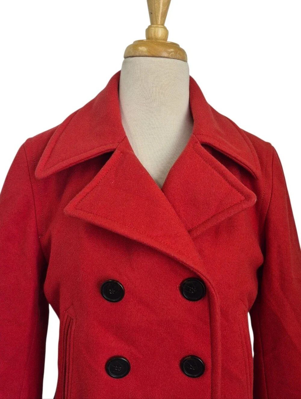J. Crew Red Wool Blend Coat Size Small Quilted Lining Double Breasted Jacket - Picture 5 of 6